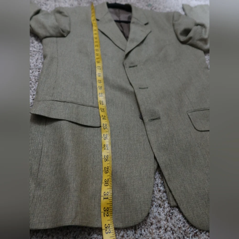Vintage Club Room Olive Wool Silk Blend Blazer Sports Coat 44R